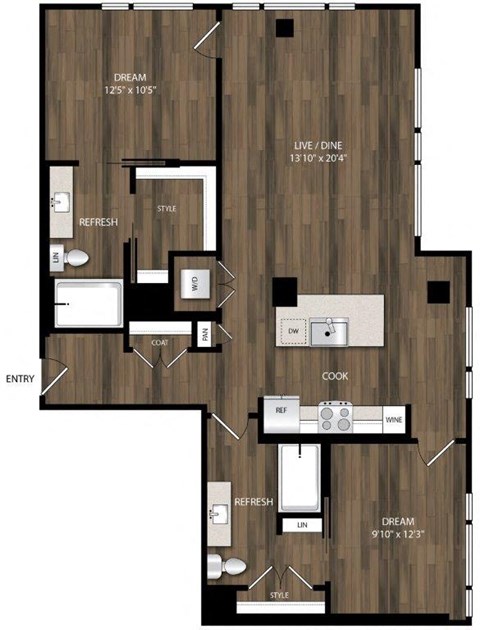 Portland Astoria Apartments in Portland, Oregon B3 Floor Plan